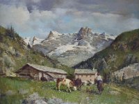 Le mucche al pascolo  Olio su MDF - 40 x 50